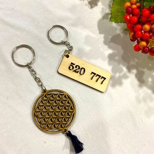 520 777 key chains and flower of life sign key chain